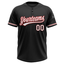 Laden Sie das Bild in den Galerie-Viewer, Custom Black White-Red Two-Button Unisex Softball Jersey
