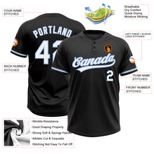 Load image into Gallery viewer, Custom Black White-Light Blue Two-Button Unisex Softball Jersey
