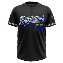 Load image into Gallery viewer, Custom Black Royal-White Two-Button Unisex Softball Jersey
