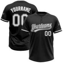 Load image into Gallery viewer, Custom Black White-Gray Two-Button Unisex Softball Jersey
