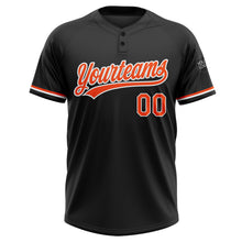 Загрузить изображение в средство просмотра галереи, Custom Black Orange-White Two-Button Unisex Softball Jersey
