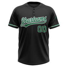 Load image into Gallery viewer, Custom Black Kelly Green-White Two-Button Unisex Softball Jersey
