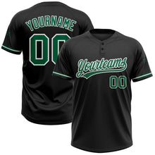 Load image into Gallery viewer, Custom Black Kelly Green-White Two-Button Unisex Softball Jersey
