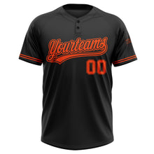 Загрузить изображение в средство просмотра галереи, Custom Black Orange Two-Button Unisex Softball Jersey
