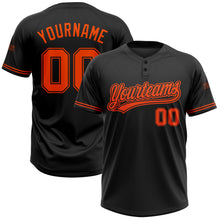 Загрузить изображение в средство просмотра галереи, Custom Black Orange Two-Button Unisex Softball Jersey
