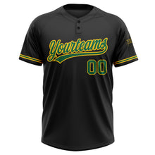 Charger l&#39;image dans la galerie, Custom Black Kelly Green-Yellow Two-Button Unisex Softball Jersey
