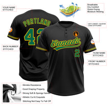 Charger l&#39;image dans la galerie, Custom Black Kelly Green-Yellow Two-Button Unisex Softball Jersey
