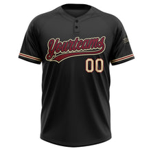 Загрузить изображение в средство просмотра галереи, Custom Black Crimson-City Cream Two-Button Unisex Softball Jersey
