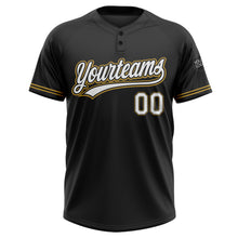 Load image into Gallery viewer, Custom Black White-Old Gold Two-Button Unisex Softball Jersey
