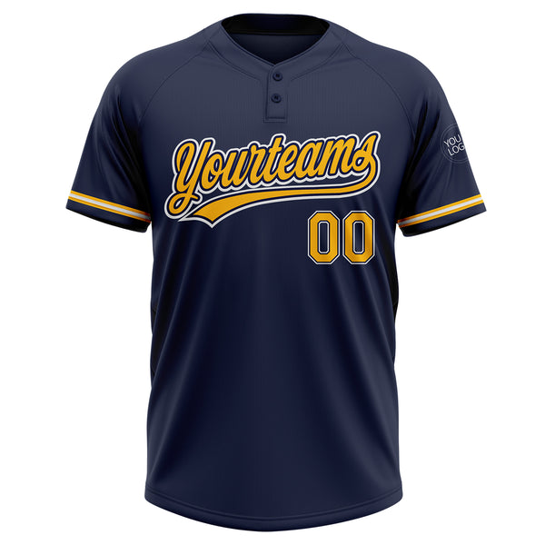 Cheap Custom White Navy-Gold Two-Button Unisex Softball Jersey Free  Shipping – CustomJerseysPro