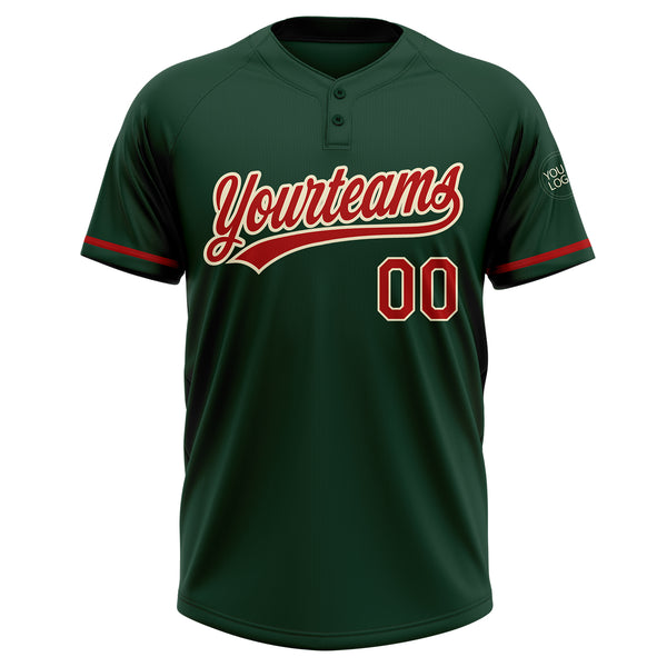 Cheap Custom Cream Red-Green Two-Button Unisex Softball Jersey Free  Shipping – CustomJerseysPro