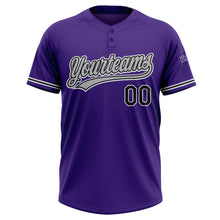 Загрузить изображение в средство просмотра галереи, Custom Purple Black-White Two-Button Unisex Softball Jersey
