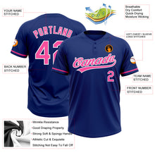 Laden Sie das Bild in den Galerie-Viewer, Custom Royal Pink-White Two-Button Unisex Softball Jersey

