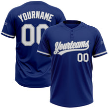 Charger l&#39;image dans la galerie, Custom Royal White-Gray Two-Button Unisex Softball Jersey
