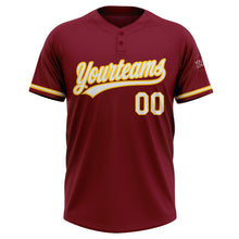 Charger l&#39;image dans la galerie, Custom Crimson White-Yellow Two-Button Unisex Softball Jersey
