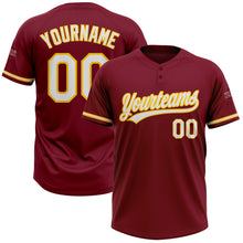 Charger l&#39;image dans la galerie, Custom Crimson White-Yellow Two-Button Unisex Softball Jersey
