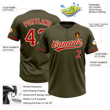 Laden Sie das Bild in den Galerie-Viewer, Custom Olive Red-Cream Salute To Service Two-Button Unisex Softball Jersey
