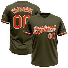 Charger l&#39;image dans la galerie, Custom Olive Orange-White Salute To Service Two-Button Unisex Softball Jersey
