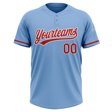 Load image into Gallery viewer, Custom Light Blue Red-White Two-Button Unisex Softball Jersey
