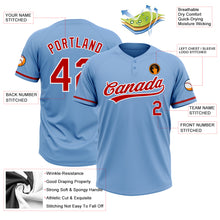 Загрузить изображение в средство просмотра галереи, Custom Light Blue Red-White Two-Button Unisex Softball Jersey
