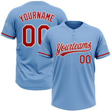 Загрузить изображение в средство просмотра галереи, Custom Light Blue Red-White Two-Button Unisex Softball Jersey
