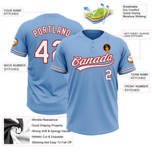 Load image into Gallery viewer, Custom Light Blue White-Red Two-Button Unisex Softball Jersey
