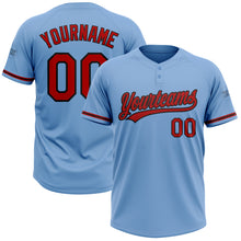 Load image into Gallery viewer, Custom Light Blue Red-Black Two-Button Unisex Softball Jersey
