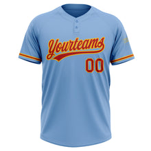 Charger l&#39;image dans la galerie, Custom Light Blue Red-Gold Two-Button Unisex Softball Jersey
