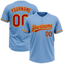 Charger l&#39;image dans la galerie, Custom Light Blue Red-Gold Two-Button Unisex Softball Jersey
