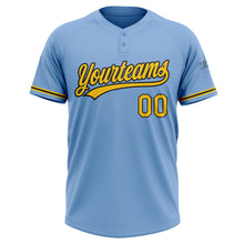 Charger l&#39;image dans la galerie, Custom Light Blue Yellow-Black Two-Button Unisex Softball Jersey
