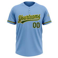 Load image into Gallery viewer, Custom Light Blue Green-Yellow Two-Button Unisex Softball Jersey
