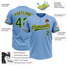 Load image into Gallery viewer, Custom Light Blue Green-Yellow Two-Button Unisex Softball Jersey
