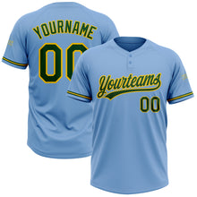 Load image into Gallery viewer, Custom Light Blue Green-Yellow Two-Button Unisex Softball Jersey
