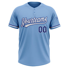 Загрузить изображение в средство просмотра галереи, Custom Light Blue White-Royal Two-Button Unisex Softball Jersey
