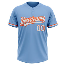 Charger l&#39;image dans la galerie, Custom Light Blue White-Orange Two-Button Unisex Softball Jersey
