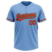 Загрузить изображение в средство просмотра галереи, Custom Light Blue Orange-Black Two-Button Unisex Softball Jersey
