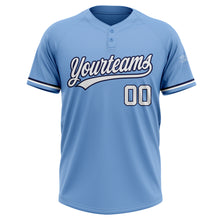 Load image into Gallery viewer, Custom Light Blue White-Navy Two-Button Unisex Softball Jersey
