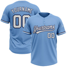 Load image into Gallery viewer, Custom Light Blue White-Navy Two-Button Unisex Softball Jersey
