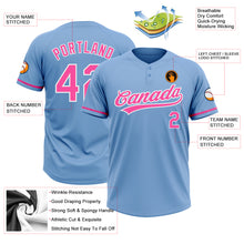 Load image into Gallery viewer, Custom Light Blue Pink-White Two-Button Unisex Softball Jersey
