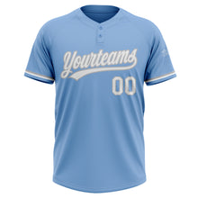 Загрузить изображение в средство просмотра галереи, Custom Light Blue White-Gray Two-Button Unisex Softball Jersey
