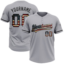 Charger l&#39;image dans la galerie, Custom Gray Vintage USA Flag-Black Two-Button Unisex Softball Jersey
