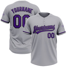 Загрузить изображение в средство просмотра галереи, Custom Gray Purple-Black Two-Button Unisex Softball Jersey
