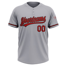 Загрузить изображение в средство просмотра галереи, Custom Gray Red-Black Two-Button Unisex Softball Jersey
