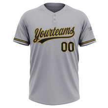 Load image into Gallery viewer, Custom Gray Black-Old Gold Two-Button Unisex Softball Jersey
