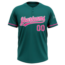 Загрузить изображение в средство просмотра галереи, Custom Teal Pink-White Two-Button Unisex Softball Jersey
