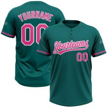 Загрузить изображение в средство просмотра галереи, Custom Teal Pink-White Two-Button Unisex Softball Jersey
