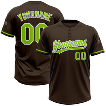 Charger l&#39;image dans la galerie, Custom Brown Neon Green-White Two-Button Unisex Softball Jersey
