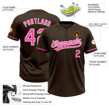 Laden Sie das Bild in den Galerie-Viewer, Custom Brown Pink-White Two-Button Unisex Softball Jersey
