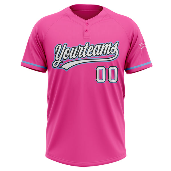 Custom Royal Black-White Two-Button Unisex Softball Jersey Discount