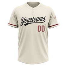 Load image into Gallery viewer, Custom Cream Black-Crimson Two-Button Unisex Softball Jersey
